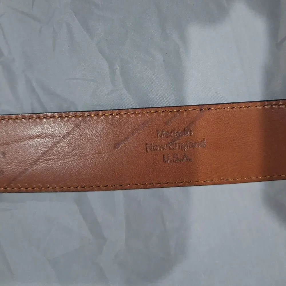 John W Nordstrom Black Textured Leather Belt Sz 34 Brass Buckle Handcrafted USA
